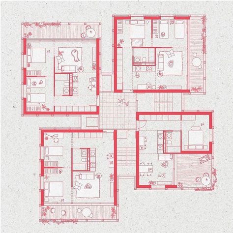 ‘Residential Towers’ by @estudi_biga @martisarda.arquitectes • Want to be featured? #archisource • #architecture #arch #nextarch… | Instagram Residential Building Plan, Architectural Plan, Architecture Blueprints, Plan Layout, Architecture Life, Apartment Floor Plan, Architectural Floor Plans, التصميم الخارجي للمنزل, Apartment Architecture