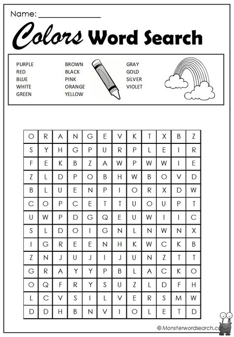 Ingles Kids, Art Sub Lessons, Kids Word Search, Free Printable Word Searches, Art Sub Plans, Art Handouts, Making Words, Art Worksheets, Word Search Puzzles