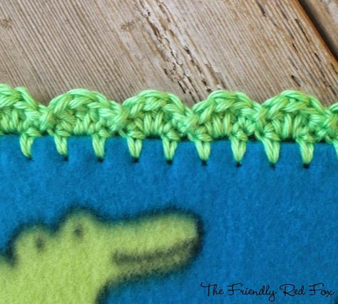 Crochet Edge on Fleece Blanket Tutorial - thefriendlyredfox.com Fleece Blanket Tutorial, Crochet Edging And Borders, Fleece Blanket Edging, Crochet Baby Blanket Edging, Crochet Edging Pattern, Fleece Projects, Crochet Blanket Edging, Fox Crochet, Blanket Tutorial