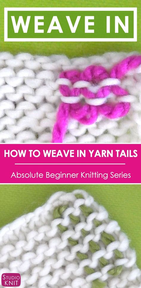 Learn How to WEAVE IN ENDS in the Absolute Beginner Knitting Series by Studio Knit Weave In Ends Knitting, Crochet Ends, Beginner Knit Scarf, Memorial Beads, Needle Knitting, Bamboo Knitting Needles, Studio Knit, Knitting Help, How To Weave