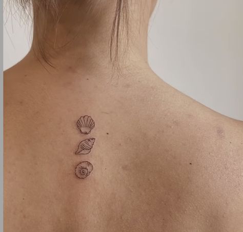 Seashell Matching Tattoo, Moon Snail Shell Tattoo, Dainty Sand Dollar Tattoo, Seashell Finger Tattoo, Seashell Minimalist Tattoo, Cockle Shell Tattoo, Tattoo Shell Seashells, Tiny Sand Dollar Tattoo, Small Tattoo Inspo Women