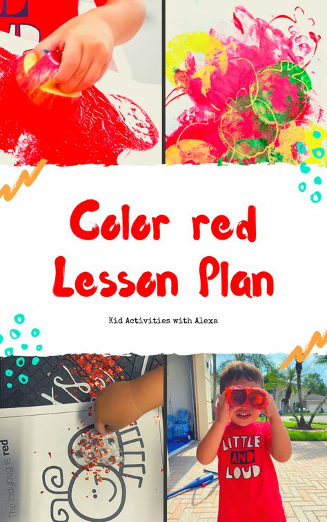 Color red lesson plan for toddlers and preschool kids. Get ready for peek with color activities to learn colors #toddleractivities #lessonplanoneyearold Teaching The Color Red, Red Activities For Toddlers, Red Day Activity, Lesson Plan For Toddlers, Color Red Activities, Lesson Plan For Kindergarten, Color Lesson Plans, Color Activities For Toddlers, Preschool Color Activities