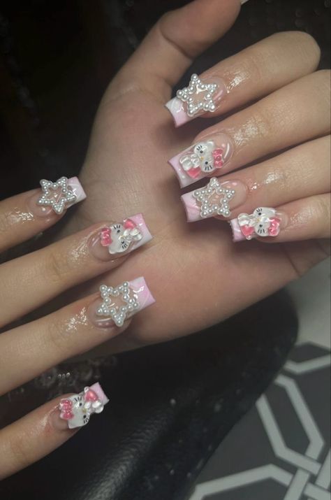 There's a new beauty trend taking over Instagram and it's absolutely stunning. Say hello to "quartz nails". Paznokcie Hello Kitty, Hello Kitty Nails Art, Nails Essie, Spring House, Girly Acrylic Nails, Cute Acrylic Nail Designs, Hello Kitty Nails, Really Cute Nails, Unique Acrylic Nails