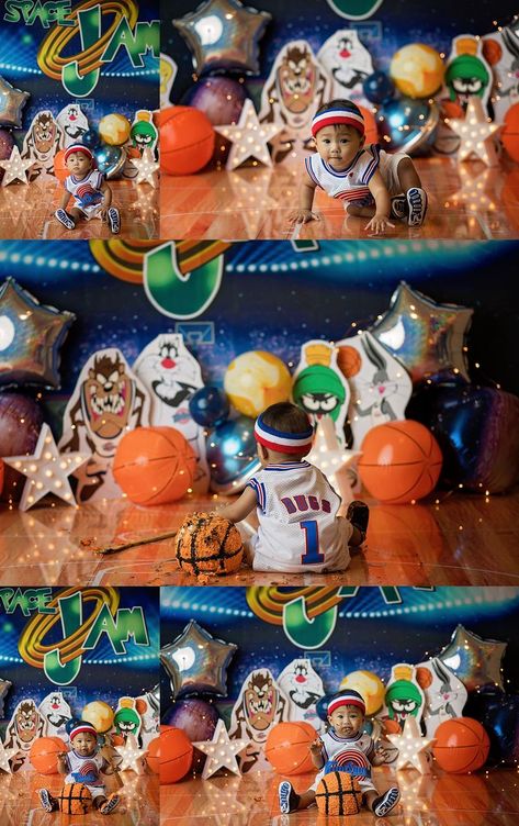 Space Jam Theme, Themed Cake Smash, Photography Space, Cake Smash Inspiration, Lollipop Birthday, Surprise Birthday Decorations, Baby Birthday Party Theme, Cake Smash Theme, Gender Reveal Party Theme