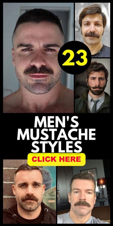 Elevate your facial hair game with men's mustache styles that range from classic to modern. Ideal for bald men and those with a short beard, these styles include the handlebar, hipster moustache, and the Italian clean look. Perfect for different types of faces and preferences, these mustaches add a touch of class and style. Discover your next look at a price that fits your budget. Types Of Moustaches, Type Of Beards Men, Short Beard With Mustache, Men’s Moustache, Men’s Mustaches, Mens Moustache Style, Men Mustache Styles, Mustache And Beard Styles, Mustache Types