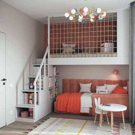 Loft Bed And Desk Ideas, Small Room Mezzanine Bed, Short Loft Ideas, Small Mezzanine Bedroom, Small Childs Bedroom Ideas, Small Bedroom Loft Bed, Small Bedroom Loft Ideas, Small Box Room Ideas, Kids Loft Bedroom