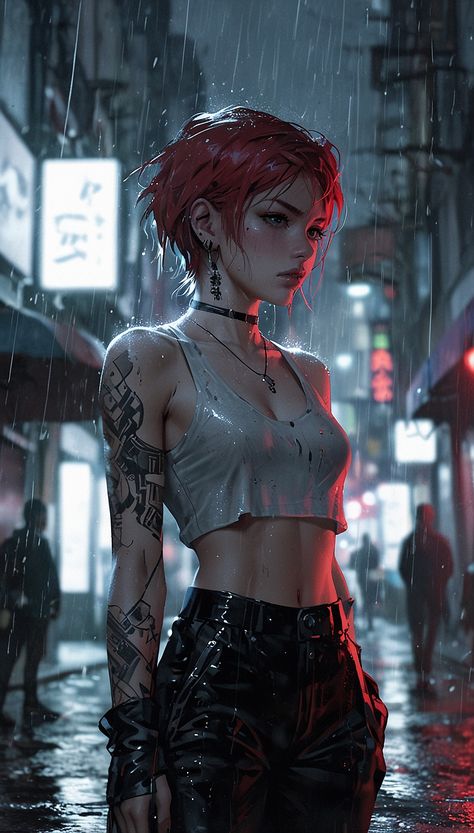 Cyberpunk Female Character Design, Fallout 4 Funny, Punk Female Character Design, Punk Female, Cyberpunk Red, Cyberpunk Female, Drawn Together, Cyberpunk Girl, Punk Girl