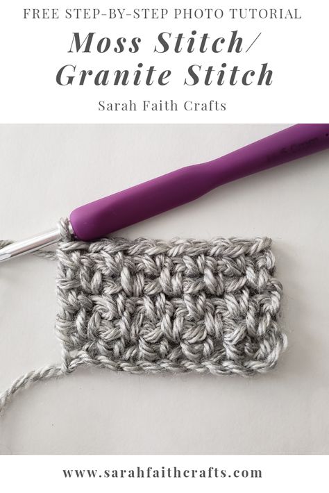 Crochet Moss Stitch/Granite Stitch | Sarah Faith Crafts - Free Knitting and Crochet Patterns Crochet Moss Stitch, Crochet Moss, Chunky Knit Headband, Quick Knitting Projects, Knitting Projects Free, Crochet Beginners, Diy Knit Blanket, Faith Crafts, Diy Knit