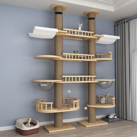 440.44US $ 5% OFF|Big Cat Climbing Frame Nest Tree Double deck Pet Toys Interactive Tree Wooden House for Cat Scratch Board Tree Scratching Condo| | - AliExpress Cat Tower Tree, Cat Climbing Shelves, Cat Climbing Tower, Climbing Tower, Cat Tree House, Cat Climbing Frame, Cat Towers, Window Accessories, Cat Bed Furniture