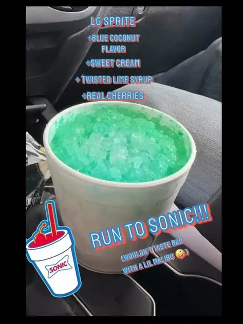 Sonic Drinks At Home, Sonic Sprite Drinks, Sonic Slushies Combinations, Dirty Sonic Drinks, Sonic Drink Ideas, Sugar Free Sonic Drinks, Sonic Dirty Soda Recipes, Sonic Secret Menu Drinks, Sonic Drink Orders