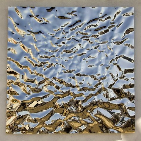 Rado Kirov Inox Texture, Water Ripple Stainless Steel, Decorative Metal Sheets, Stainless Steel Sheet, Hotel Room Design, Water Ripples, Water Element, Steel Sculpture, Water Waves