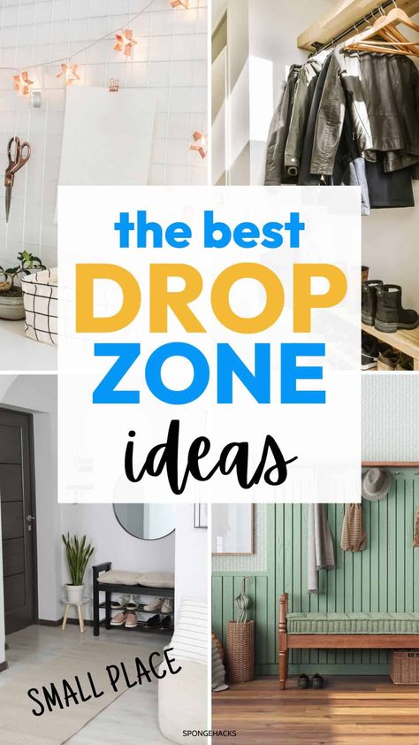 Best Types of Drop Zone in a House (For Maximum Organization) - Sponge Hacks Landing Zone Organization, Bedroom Drop Zone, Entry Way Drop Zone Small Spaces, Bookbag Drop Zone, No Mudroom Solution Entry Ways, Small Functional Entryway, Sponge Hacks, Small Entryway Organization, Drop Zone Ideas