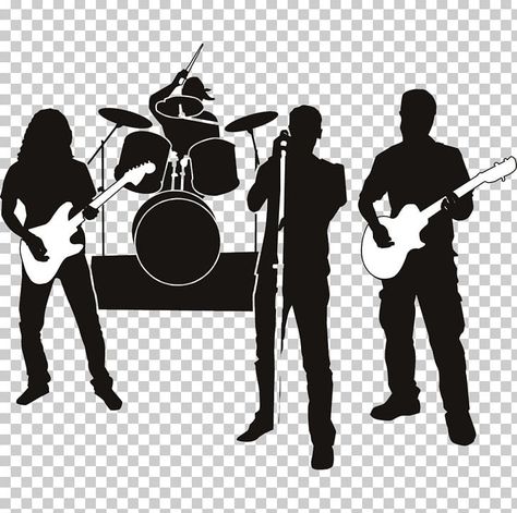 Band Drawing Reference, Band Black And White, Band Silhouette, Music Band Logo, Music Clipart, Music Drawings, Glass Painting Designs, White Drawing, T Shirt Png