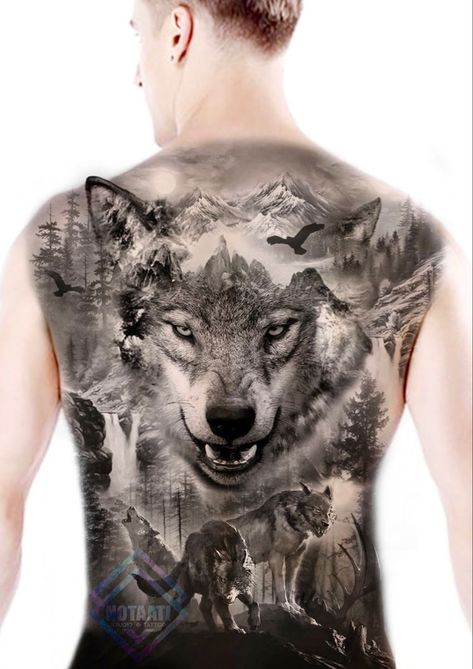 Back Wolf Tattoo, Wolf Tattoo On Back, Wolf Back Tattoo, Bali Ideas, Wolf Tattoo Back, Largest Wolf, Backpiece Tattoo, Tattoo Wolf, Back Piece Tattoo