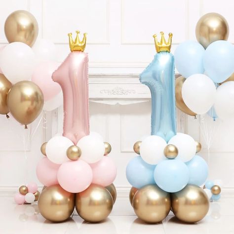 Princess First Birthday, First Birthday Balloons, Balloon Tower, Deco Ballon, 1st Birthday Balloons, One Year Birthday, 1st Birthday Party Decorations, Balloon Sculptures, Kids Party Decorations