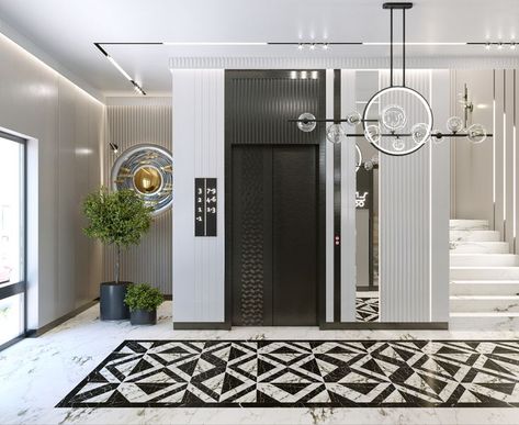 Lobby Interior Design Home Indian, Lobby False Ceiling Design, Lobby Design Residential, Lift Lobby Design, Elevator Lobby Design, Bedroom False Ceiling, Residential Elevator, Modern Lobby, Lift Lobby