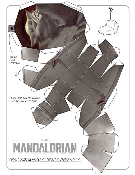 Mandalorian Free Printable Baby Yoda Christmas Ornament Template #babyyoda #ornament #printable Christmas Tree Ornament Crafts, Christmas Ornament Template, Free Printable Crafts, Jon Favreau, Ornament Template, Ornament Craft, Papel Craft, Paper Model, Baby Ornaments