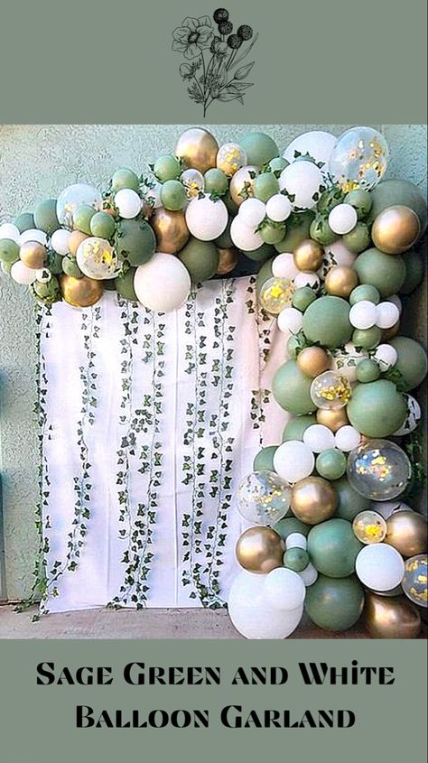 Green Balloon Arch, Green Balloon Garland, Diy Balloon Arch, Balloon Arch Kit, Green Diy, Gold Confetti Balloons, One Balloon, Diy Balloon, Gold Birthday Party