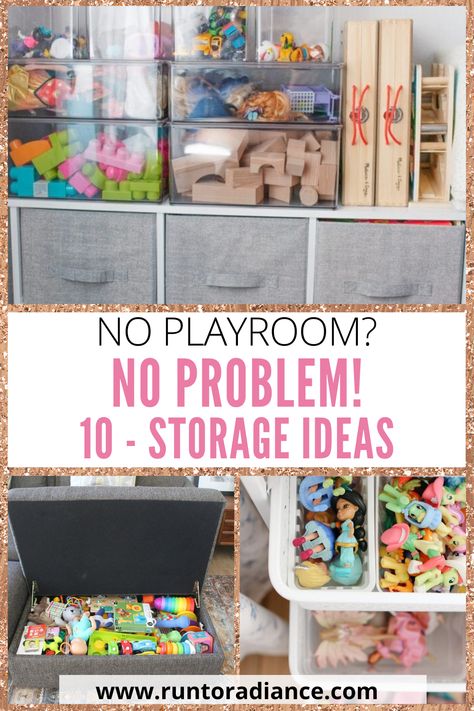 No Playroom? No Problem! 10 Toy Storage Ideas For Any Space Kid Toy Storage Closet, Organization For Toys In Living Room, Toy Organizing Ideas Small Spaces, Space Saver Toy Storage, Toys Storage In Living Room, Toy Storage In Small Spaces, Kids Toy Corner In Living Room, Hidden Toys In Living Room, Toys Storage Ideas For Small Spaces