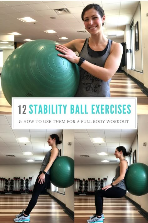 12 stability ball exercises that target your whole body + how to use them in a full body workout! Yoga Ball Exercises, Stability Ball Exercises, Gym Ball, Exercise Ball, Stability Ball, Yoga Ball, Fitness Workout For Women, Whole Body, Sciatica