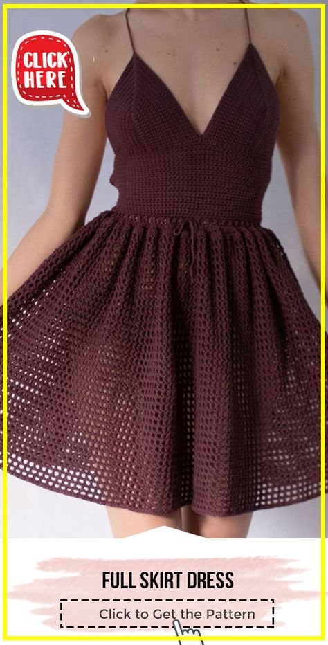 Full Skirt Pattern, Skirt Pattern Free, Crochet Dress Pattern Free, Simple Dress Pattern, Crochet Skirt Pattern, Crochet Summer Dresses, Crochet Skirts, Dress Patterns Free, Crochet Clothing And Accessories