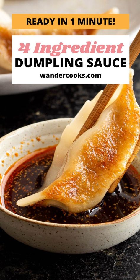 Gyoza Sauce, Asian Dipping Sauce Recipes, Japanese Gyoza, Dumpling Dipping Sauce, Dumpling Sauce, Easy Dumplings, Asian Dipping Sauce, Homemade Chinese Food, 4 Ingredient Recipes