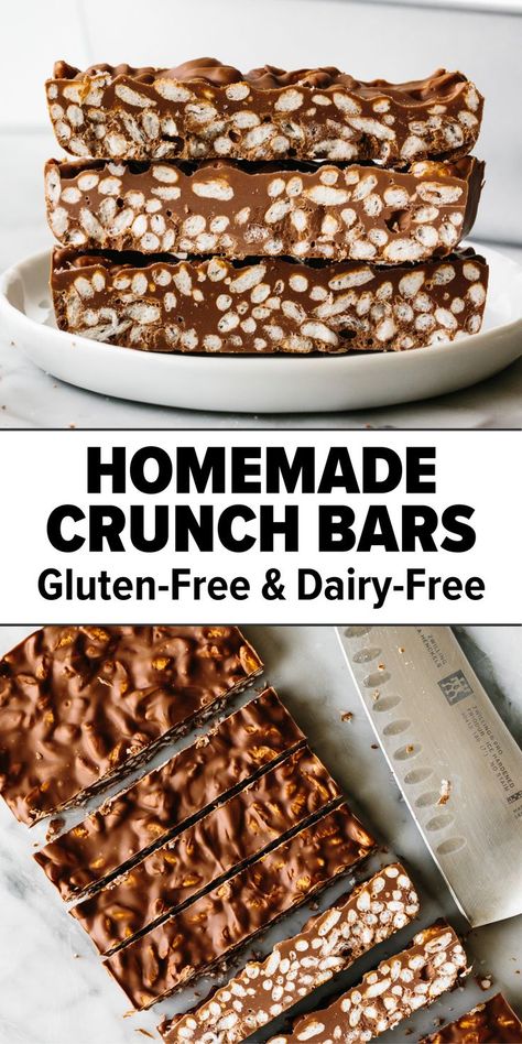 Rice Puff Recipes, Chocolate Crunch Bars, Crunch Bars Recipe, Puff Dessert, Crunch Bars, Chocolate Dishes, Healthy Bars, Crunch Bar, Chocolate Crunch