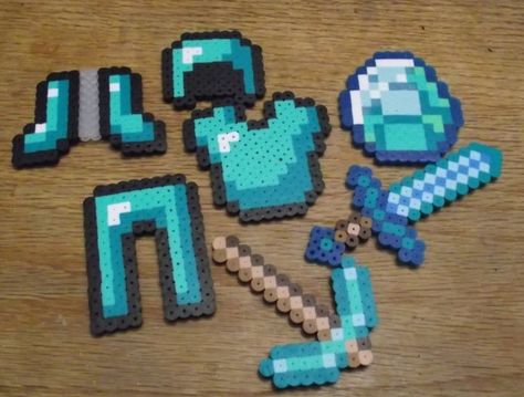 Minecraft Diamond Collection perler beads by by Soggy_Enderman Perler Minecraft, Minecraft Essentials, Minecraft Beads, Minecraft Lego, Hamma Beads Ideas, Pearl Beads Pattern, Minecraft Bedroom, Hama Beads Minecraft, Hama Beads Design