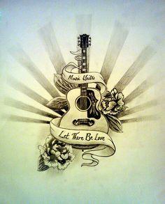 Spanish Guitar Tattoo, Music Memorial Tattoo, Music Guitar Tattoo, Guitar Tattoo Design, Let There Be Love, Uncle Mike, Guitar Drawing, Guitar Tattoo, Music Tattoo Designs