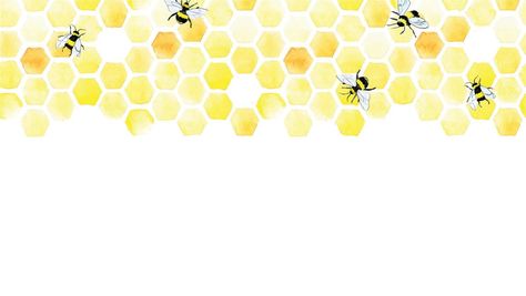 watercolor seamless border, frame with cute bees and honeycomb. print, banner, on the topic of beekeeping, farming of ecological products. seamless yellow background Bee Border Design, Bee Wallpaper Laptop, Honey Bee Watercolor, Bee Background, Bee Frame, Animated Bee, Bees And Honeycomb, Honeycomb Print, Paper Ipad