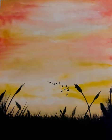 Tattoo Sunset, Painting Orange, Sketching Art, Sunset Orange, Black Tattoo, Orange Light, Sunset Painting, Light Painting, Pencil Sketch