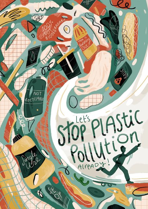 Stop plastic pollution — Jade illustrates Plastic Awareness Art, Anti Pollution Posters, Plastic Pollution Graphic Design, Slogan About Pollution, Don't Use Plastic Poster, Plastic Posters Environment, Plant Vs Plastic Poster, Plastic Use Poster, Plastic Graphic Design