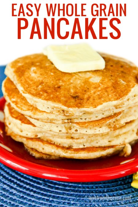 Easy Whole Wheat Pancake Recipe Whole Wheat Pancake Recipe, Wheat Pancake Recipe, Whole Grain Pancakes, Love From The Oven, Whole Wheat Pancakes, Easy Breakfast Recipes, Wheat Pancakes, Pancake Recipe Easy, Instagram Breakfast