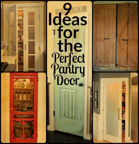 9 Ideas for the Perfect Pantry Door                                                                                                                                                                                 More Painted Pantry Doors, Fancy Doors, Farmhouse Interior Doors, Pantry Door Ideas, Pantry Redo, Diy Doors, Painted Pantry, Kitchen Pantry Doors, Vintage Pantry