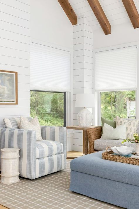 Southern Living Rooms, Bria Hammel Interiors, Bria Hammel, Cabin Living Room, Honeycomb Shades, Fleur Design, Ozark Trail, Cabin Living, Contemporary Cottage