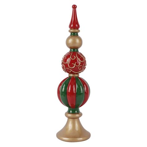 Classic Christmas Red, Green & Gold Finial, 15" Christmas Red Green Gold, Christmas Table Decor, Santa And His Reindeer, Christmas Yard Decorations, Festive Holiday Decor, All Christmas, Christmas Tree Shop, Christmas Yard, Tree Shop