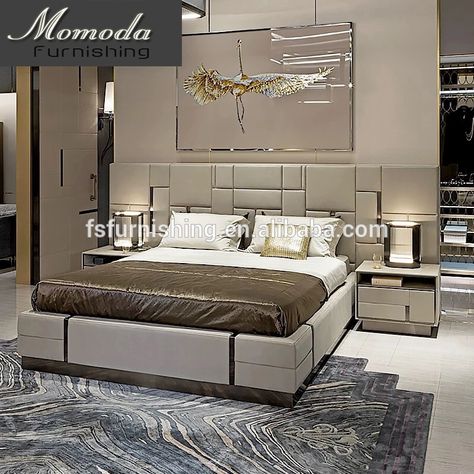 C1808 luxe italien chambre à coucher ensemble meubles roi taille moderne italien dernière lit double designer mobilier ensemble en cuir lit de luxe-Lit de lit en cuir-ID de produit: 60533838821-french.alibaba.com. Bed Mica Design, Leather Slay Bed, Furniture Design Beds Pakistani, Lexury Bed, Bedroom Sets Furniture King, Metal Minimalist, Italian Bedroom Sets, Italian Bedroom, King Bedroom Sets