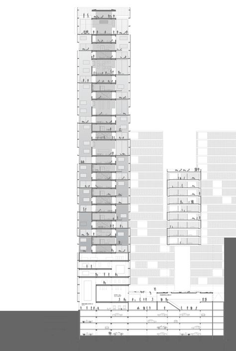 Vertical City, Theater Architecture, Interior Architecture Drawing, Architecture Panel, Interior Design Drawings, Architectural Section, Architecture Poster, Structure Architecture, Architectural Drawing