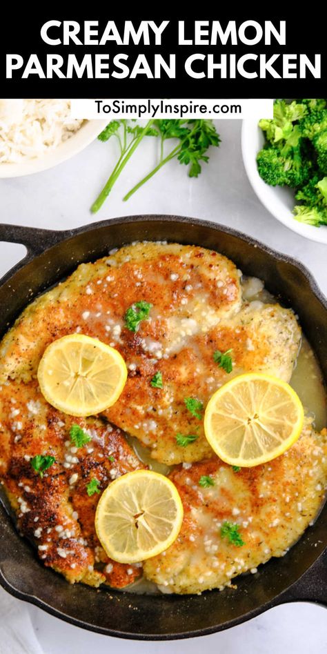 Crispy Lemon Garlic Chicken, Lemon Herb Parmesan Chicken, Lemon Pecorino Crusted Chicken With Creamy Lemon Sauce, Lemon Herb Crusted Chicken, Lemon Pecorino Crusted Chicken, Lemon Parsley Chicken, Lemon Chicken Cutlet Recipes, Parmesan Crusted Chicken With Lemon Butter Sauce, Breaded Lemon Chicken Recipe