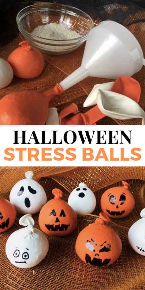 Check out this super easy Halloween craft to make with your kids. These are DIY Halloween Pumpkin Stress Balls. You can make this craft with kids for Halloween. #HalloweenCraft #Halloween #HalloweenCraftTime Halloween Kita, Halloweenpyssel Barn, Dulceros Halloween, Halloween Pumpkin Diy, Halloween Class Party, Halloween Crafts Preschool, October Crafts, Fall Arts And Crafts, Halloween Arts And Crafts