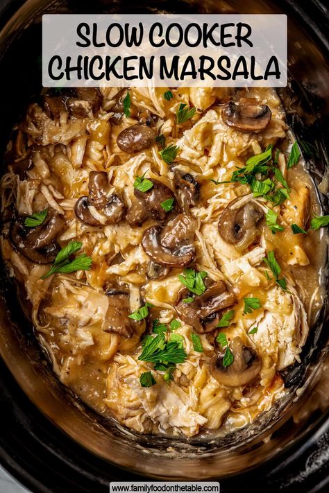 Chicken Marsala Crockpot, Slow Cooker Chicken Mushroom, Slow Cooker Chicken Marsala, Crock Pot Sloppy Joes, Bourbon Chicken Crockpot, Marsala Chicken Recipes, Mushroom Dish, Marsala Wine, Chicken Marsala