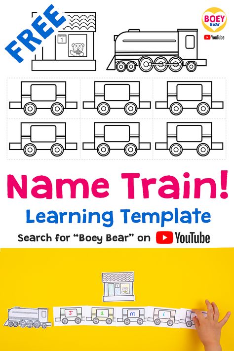 Pre K Train Activities, Train Learning Activities, Alphabet Train Printable Free, Free Train Printables, Trains Activities For Preschool, Name Train Preschool, Train Name Craft Preschool, Free Transportation Printables Preschool, Preschool Train Activities