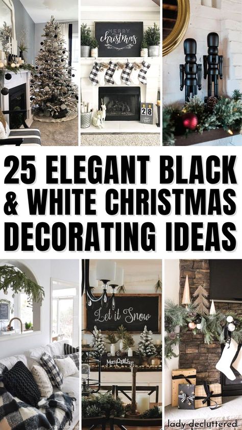 25 Elegant Black & White Christmas Decorating Ideas Black Xmas Tree, Black And White Christmas Decor, Black White Christmas Tree, Black Christmas Tree Decorations, White Christmas Decor Ideas, White Xmas Tree, White Christmas Party, Black Christmas Decorations, White Christmas Tree Decorations