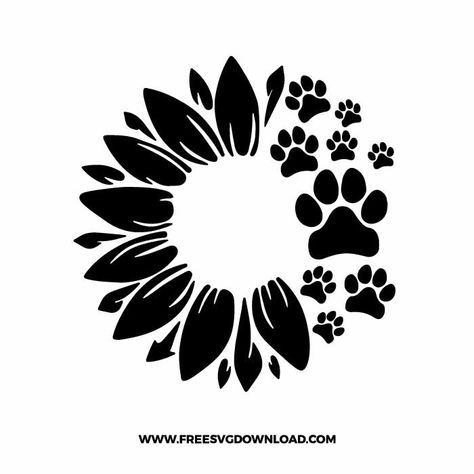 Sunflower Paw Print, Paw Print Svg, Dog Cuts, Betty White, Dog Flower, Flower Svg, Svg For Cricut, Custom Decals, Paw Prints