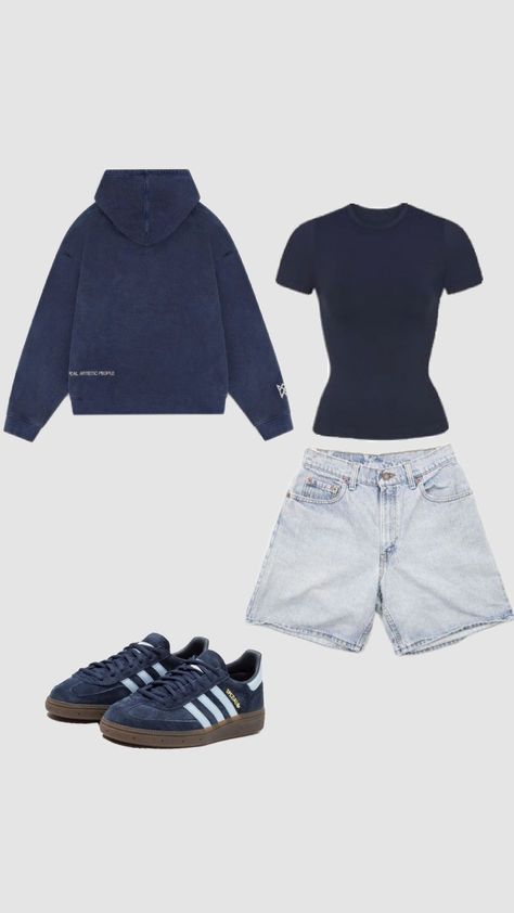 outfit inspo, navy blue outfit, adidas Cute Adidas Shoes Outfit, School Appropriate Fits, How To Style Navy Blue Converse, Navy Blue White And Black Outfits, Navy Streetwear Outfit, Navy Blue Yoga Pants Outfit, Blue Outfit Collage, Blue And Gold Outfits Casual, Navy Blue Aesthetic Clothes