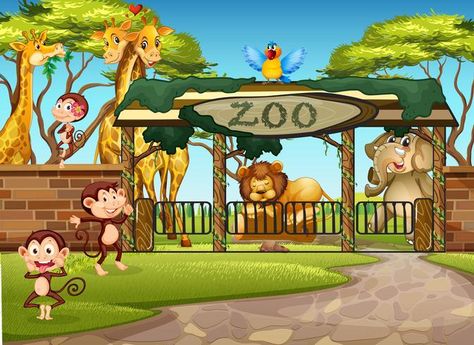 Zoo Illustration, Wild Illustration, Art Of Zoo, Zoo Drawing, Jungle Images, Jungle Animal Art, Animal Art Projects, Kids Background, In The Zoo