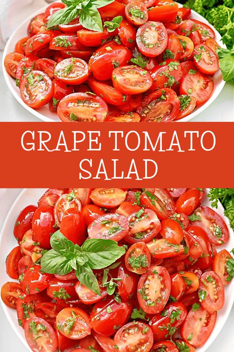 Grape Tomato Salad Recipes, Grape Tomato Recipes Salad, Recipes With Grape Tomatoes, Grape Tomato Salad, Grape Tomato Recipes, Tomato Side Dishes, Hearty Salad Recipes, Salad Garden, Fresh Tomato Soup