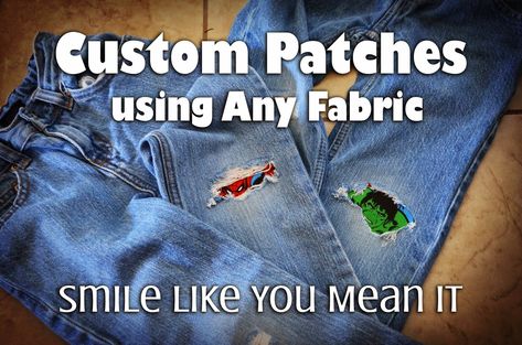 Diy Patches On Jeans, Jean Repair, Patched Jeans Diy, Diy Iron On Patches, Patches For Jeans, Clothing Repair, Kids Clothes Diy, Diy Pants, Patch Pants