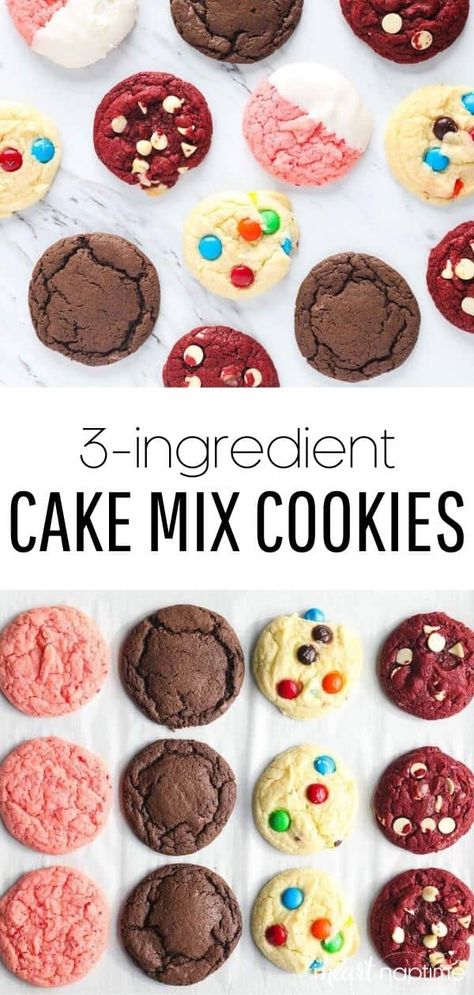 3 Ingredient Cake, Thanksgiving Recipes Dessert, 3 Ingredient Cakes, Cake Mix Cookie, Cake Box Cookies, 3 Ingredient Cookies, Cake Mix Desserts, Cake Mix Cookie Recipes, Thanksgiving Food Desserts