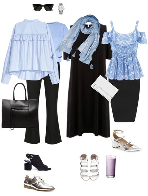 Ensemble: Summer Light Blue & Black - YLF Light Blue And Black Outfit, Light Blue Outfits, Light Blue Shirt Outfit, Blue And Black Outfit, Blue Linen Shirt, You Look Fab, Black Pants Outfit, Cabi Clothes, Blue Outfits